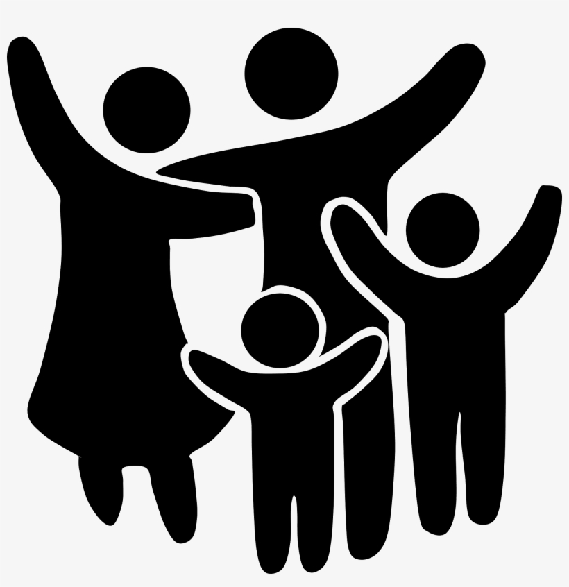 Family Clipart Black And White - Black And White Transparent Background Family Clipart, transparent png #1022