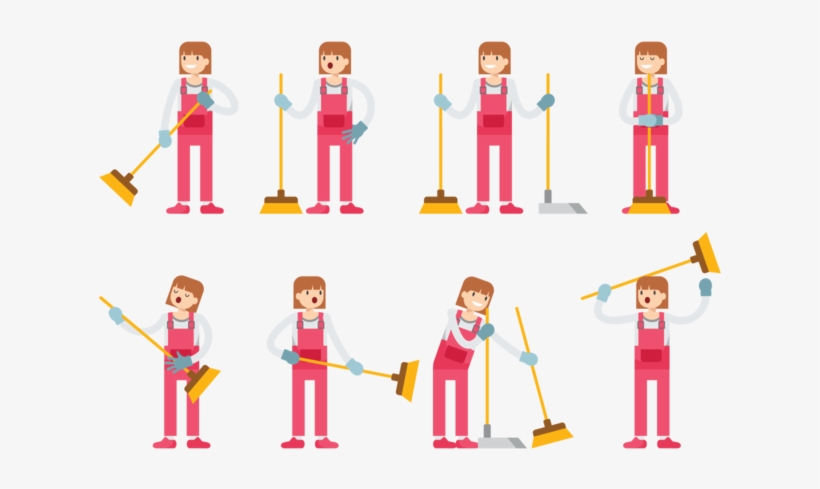 Girl Sweeps Cartoon Vector - Housekeeping Team Cartoon Png - Free  Transparent PNG Download - PNGkey