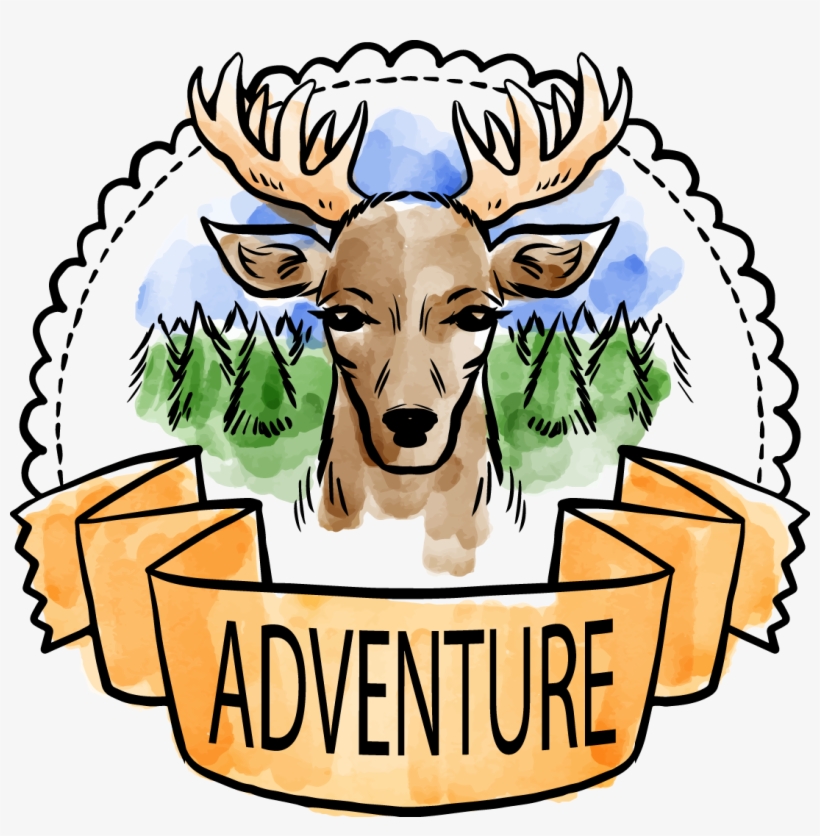 Red Deer Watercolor Painting Forest Clip Art - Art Print: Allen's Adventure Is Out There 1, 13x13in., transparent png #1265