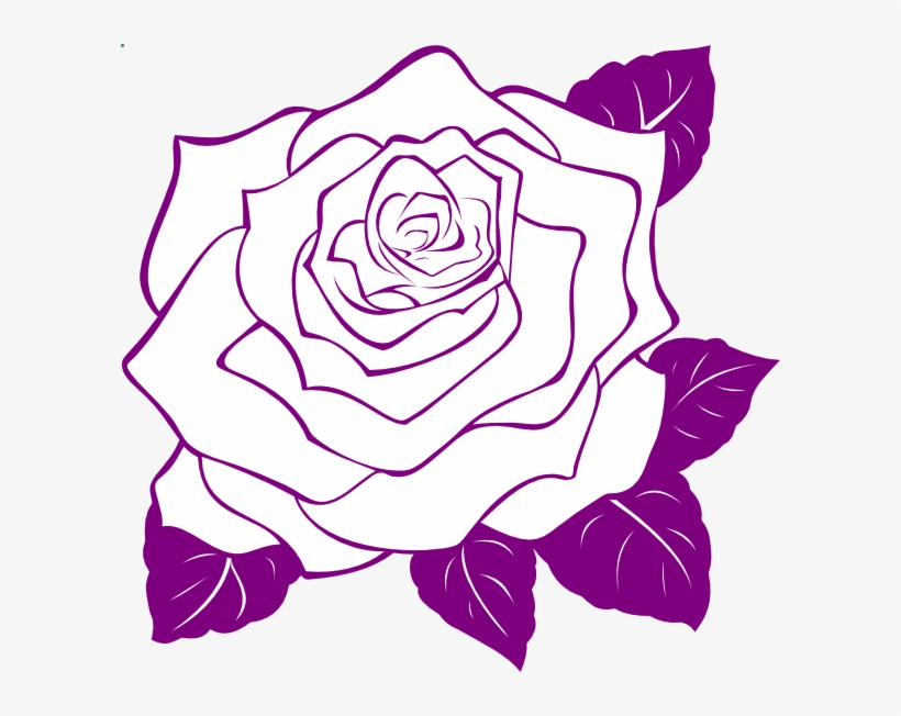 Purple Roses Clip Art Watercolor Flowers Clipart Floral - Rose Flower Outline Png, transparent png #1490