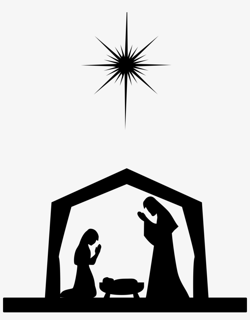 Nativity Silhouette/eps Stock Vector - Mary Joseph And Baby Jesus Silhouette, transparent png #1647