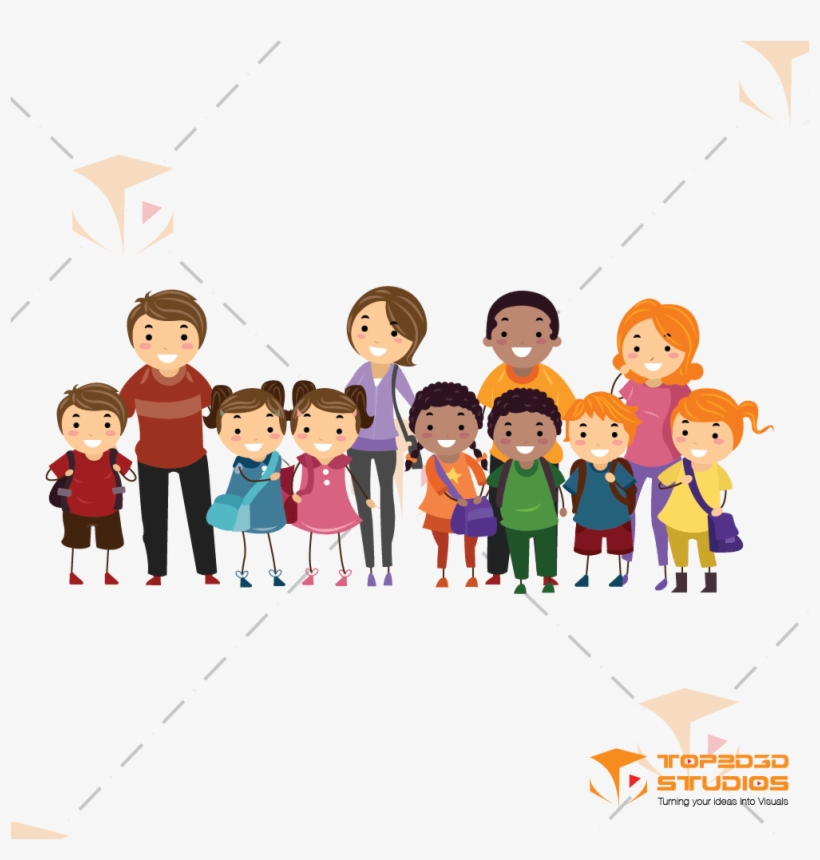 2d Group Family Character - Kids Parents Clipart, transparent png #2148