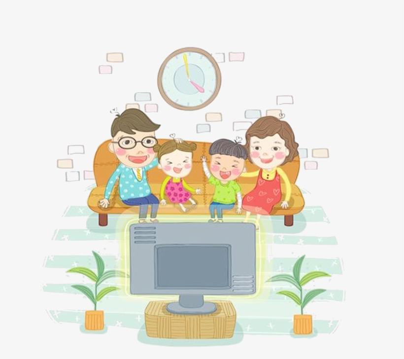 Children & Television Cartoon Illustration - Watching Tv Png Illustration, transparent png #2292