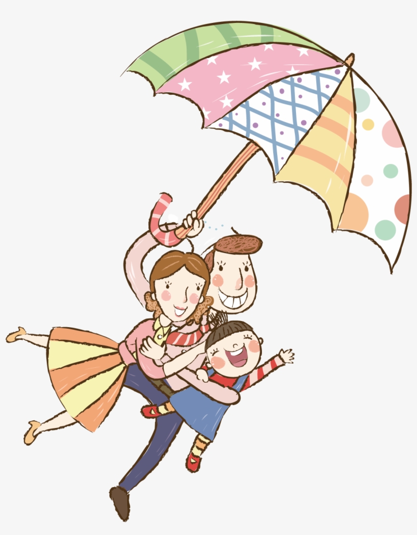 Illustration - Happy Family - Umbrella, transparent png #2755