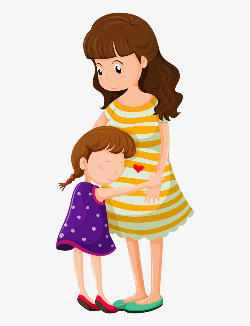 Png Free Stock Png Clip Art Cat Cards And - Mother Daughter Hug Cartoon, transparent png #2962