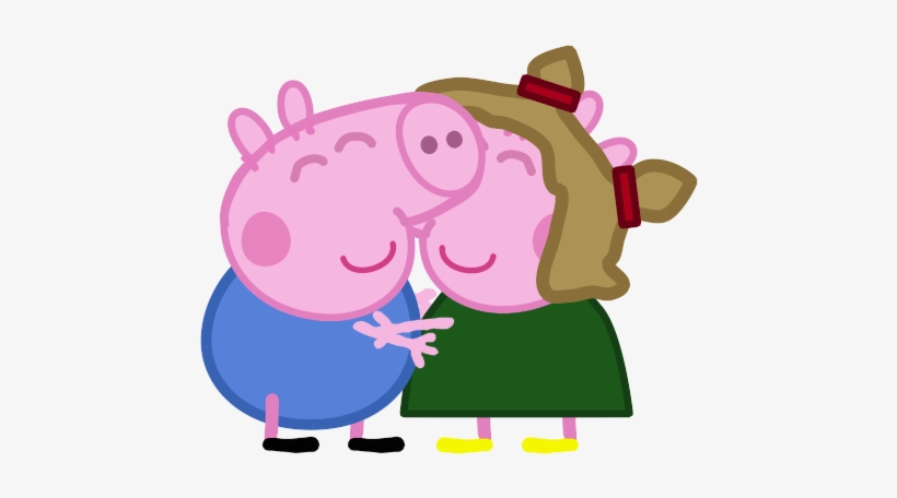 George And Elly - Peppa Pig Kissing George, transparent png #3254