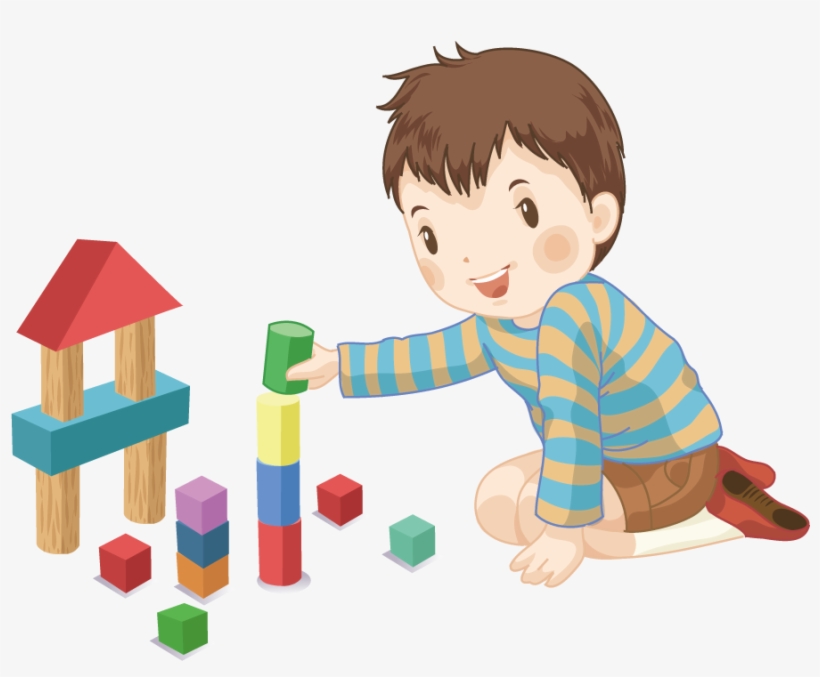 Block Designer Cartoon Child Boy Playing With - 搭 积木, transparent png #3557