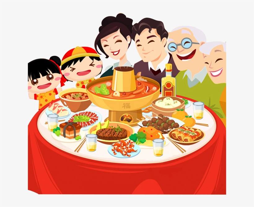 Wine Chinese New Year Reunion Dinner Family Food - Chinese New Year Family Reunion, transparent png #3636