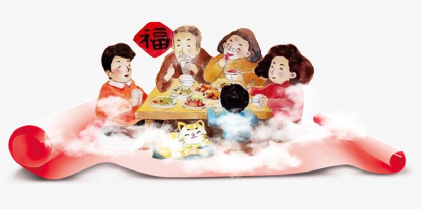 This Graphics Is Hand Drawn Cartoon Family Reunion - Reunion Dinner, transparent png #3929