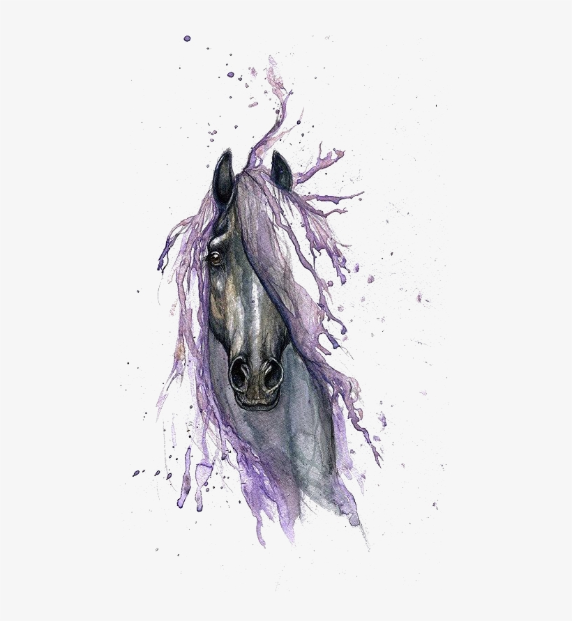 Horse Watercolor Painting Drawing Tattoo - Horse Watercolor Tattoo, transparent png #4260