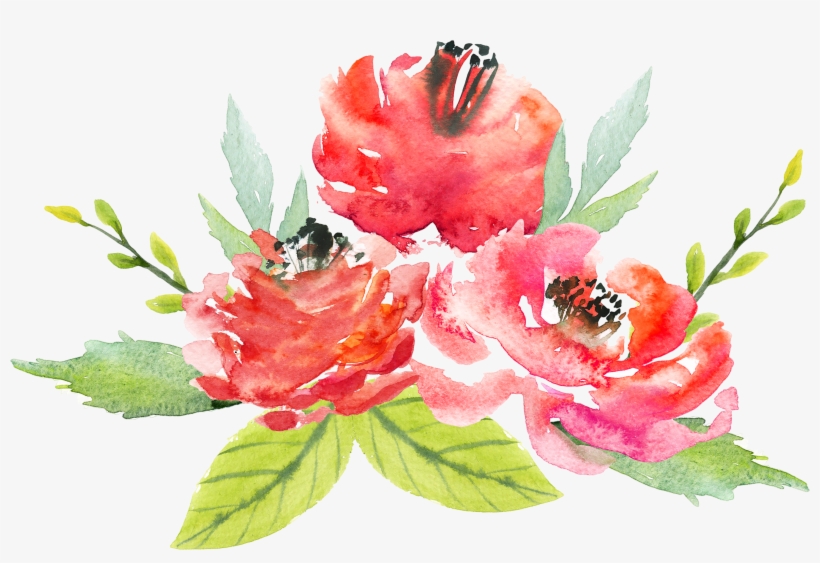 Watercolor Floral Bouquet Png - Watercolor Red Flowers Transparent, transparent png #4282