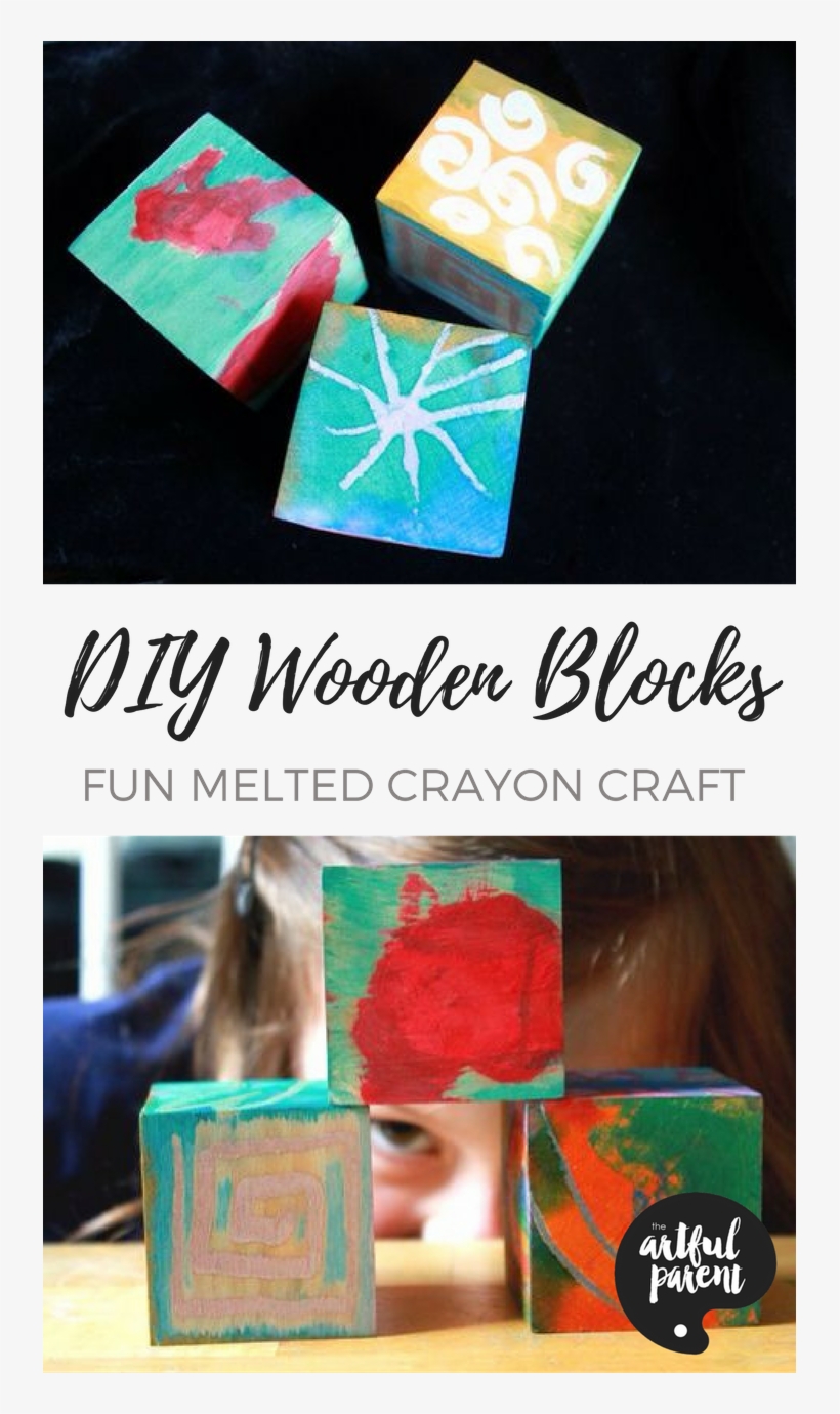 These Artful Diy Wooden Blocks Are Fun To Make With - Crayon, transparent png #4689