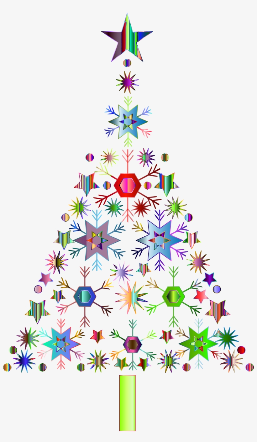 Abstract Snowflake Christmas Tree By Karen Arnold Prismatic - Clear Background Christmas Tree Clip Art Png, transparent png #4961