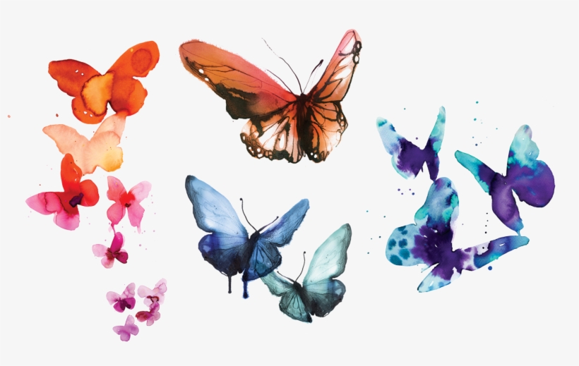 Watercolor Butterflies Set - Tattly Temporary Tattoos, Watercolor Butterflies, transparent png #5253