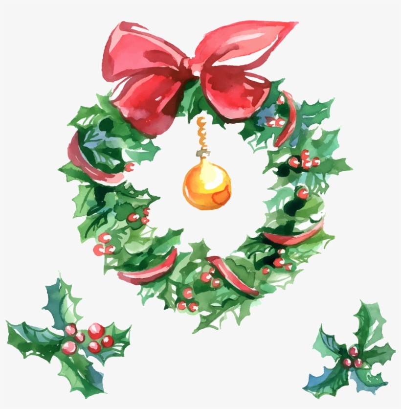This Graphics Is Hand Painted Watercolor Christmas - Couronne De Gui, transparent png #5472