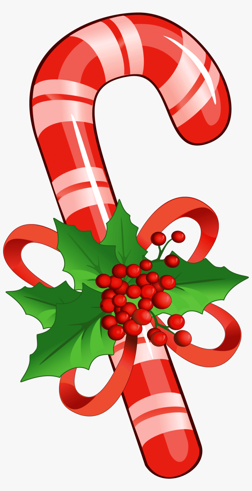 Candy Cane With Mistletoe Png Clipart Yopriceville - Candy Cane Clipart Png, transparent png #5496