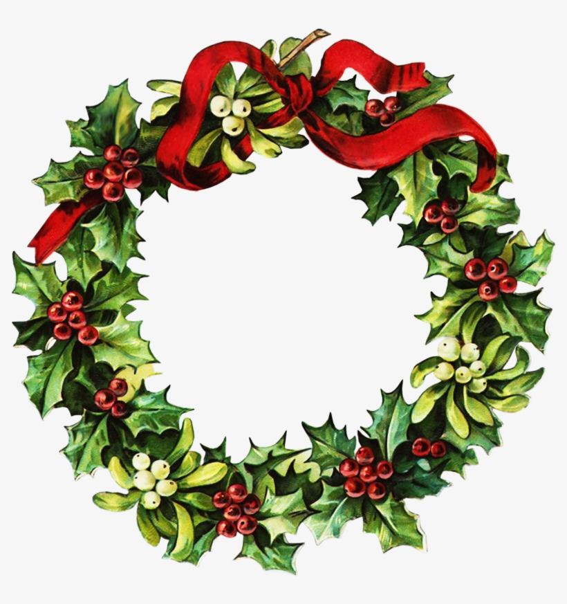 Clipart Einladung Christmas Wreath Clip Art Wreaths - Vintage Christmas Wreath Png, transparent png #5519