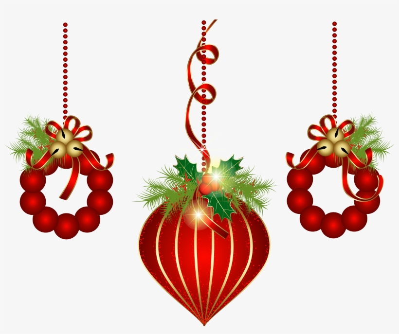 Transparent Red Christmas Ornaments Png Clipart - Christmas Decorations Clipart Transparent Background, transparent png #5567