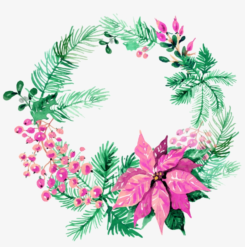 Free Christmas Watercolor Wreaths Images 4 - Watercolor Christmas Wreath Png, transparent png #5854