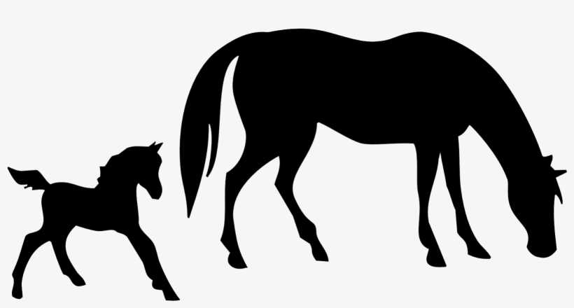 Free Mare And Foal Horse Personal Commercial - Horse And Foal Silhouette, transparent png #5934