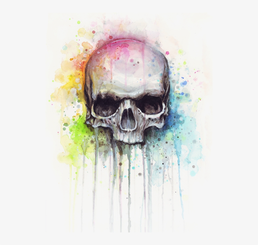 Watercolour Skull, transparent png #5988