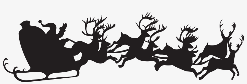 Christmas Silhouette Santa Claus With Sleigh Png Clip - Christmas Silhouette, transparent png #6299