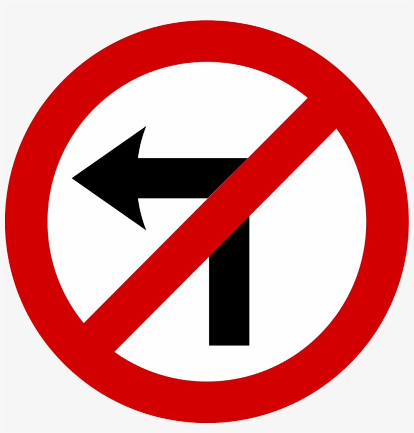 No Left Turn Traffic Sign - Road Signs No Left Turn, transparent png #6379