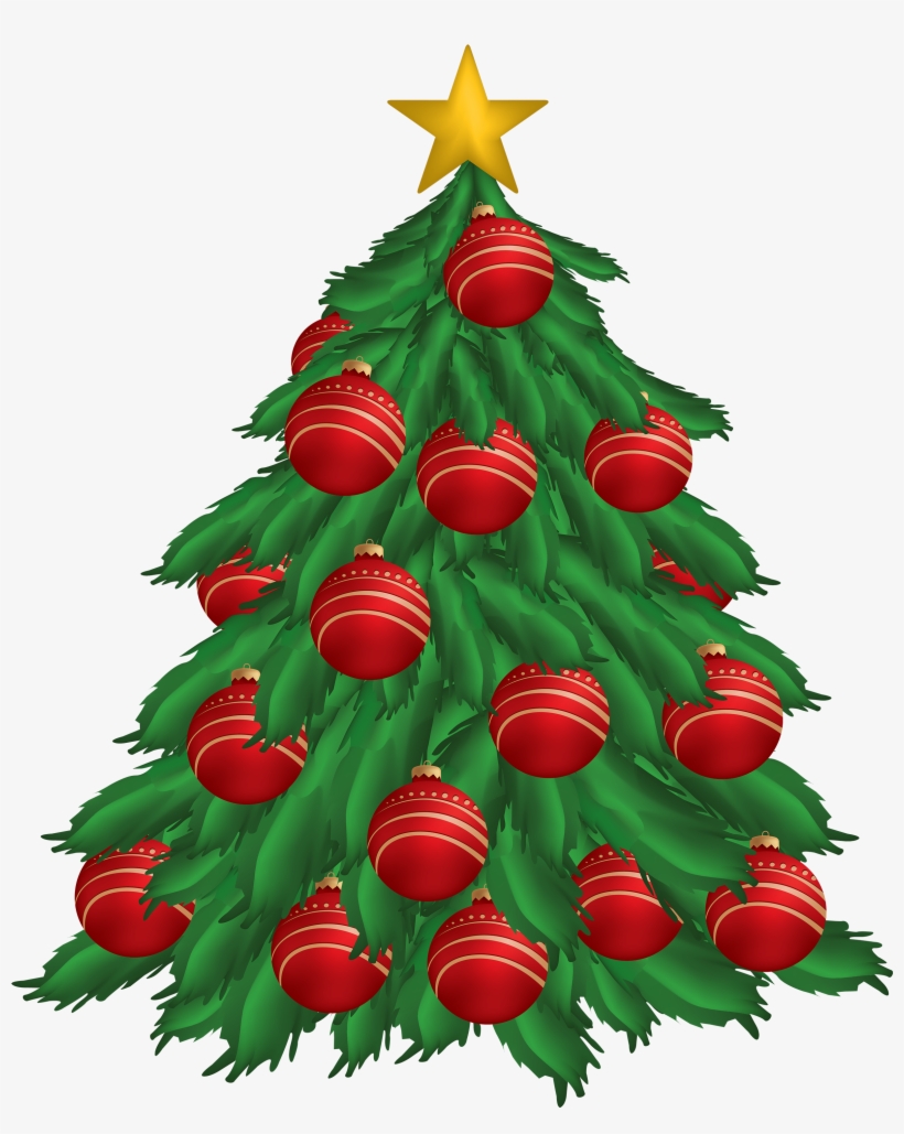 Christmas Tree With Red Christmas Ornaments Png Clipart, transparent png #6473