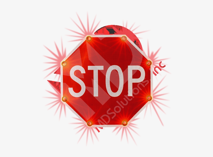 Solar Stop Sign With Led Lights - Drawing, transparent png #6631