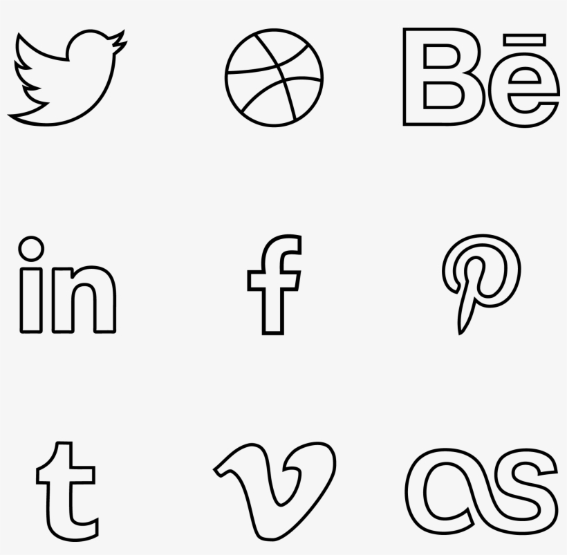 Vector Psd Outline - Social Media Line Icons Png, transparent png #6697