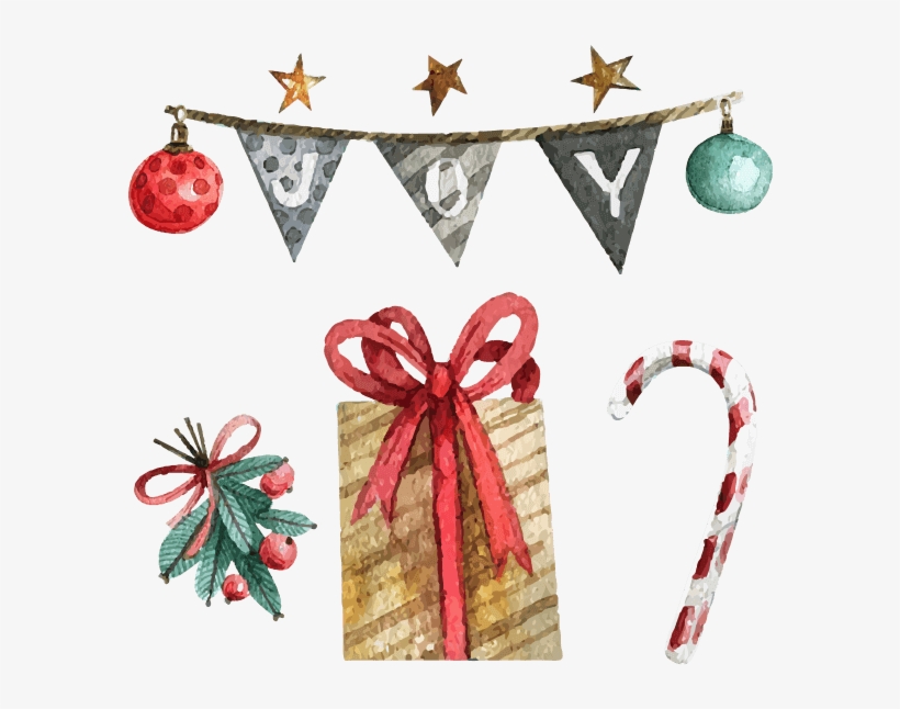 Beautiful Watercolor Christmas Messages Sticker-2 - Botanical Illustration, transparent png #6935