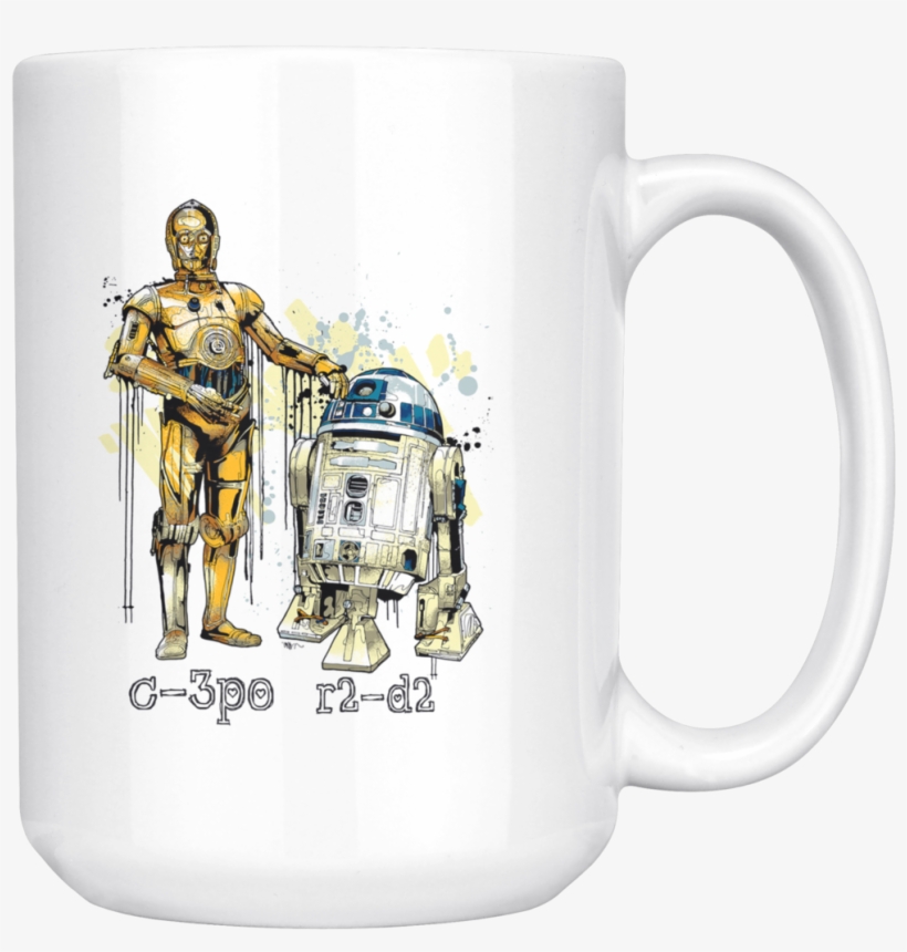 C3po And R2d2 Watercolor Mug Star Wars - Star Wars T Shirts Uk, transparent png #7203