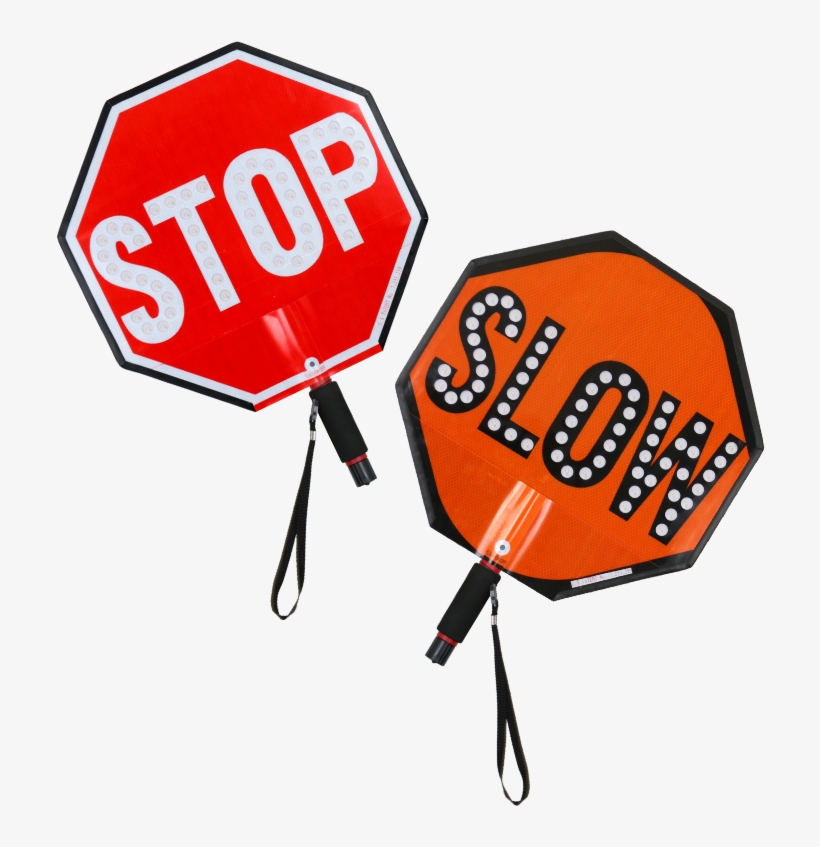 Led Stop Slow Paddle - Stop-lite 18" Led Hi Vis Stop/slow Paddle Sign, transparent png #7352
