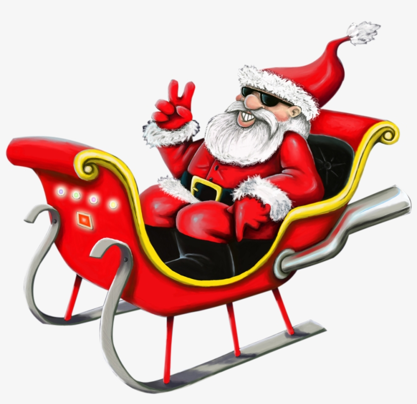 Santa Claus Png Image - Cool Santa In Sleigh, transparent png #7359