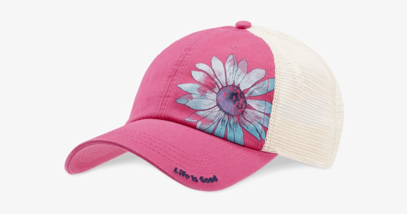 Watercolor Daisy Soft Mesh Back Cap - Life Is Good, transparent png #7535