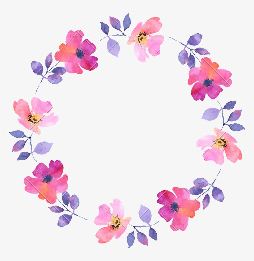 Abstract Flower Watercolor Wreath - Watercolor Painting, transparent png #7597