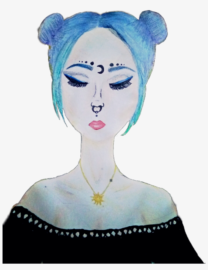 Tumblrgirl Tumblr Girl Drawing Pencilart Art Bluehair - Female Art Tumblr Blue Hair, transparent png #8362
