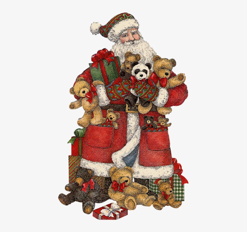 Christmas Santa And Teddy Bears Clip Art - Bear, transparent png #8552