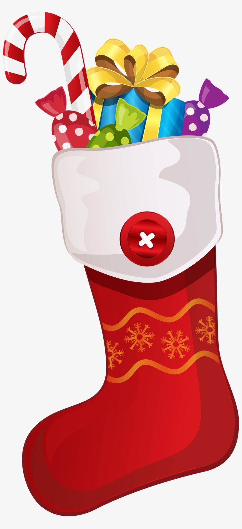 Red Christmas Stocking With Candy Cane Png Clipart - Christmas Clipart, transparent png #8580