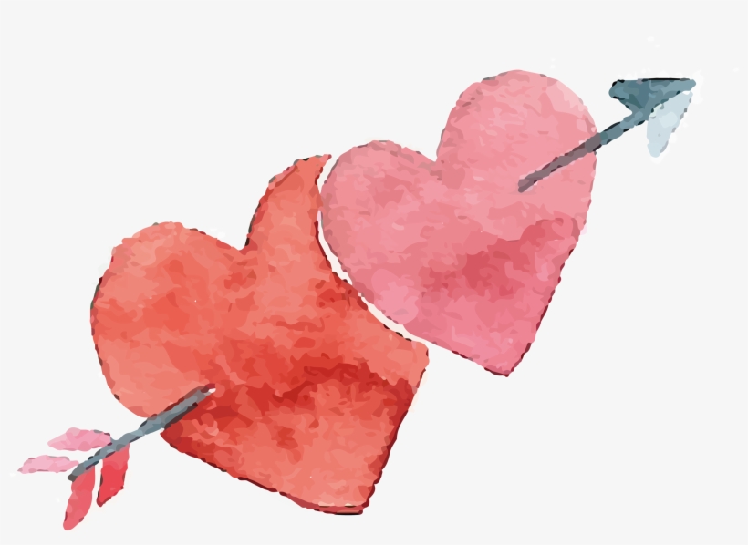 Heart Valentines Day Watercolor Painting - Png Love Graphic Watercolor, transparent png #8677