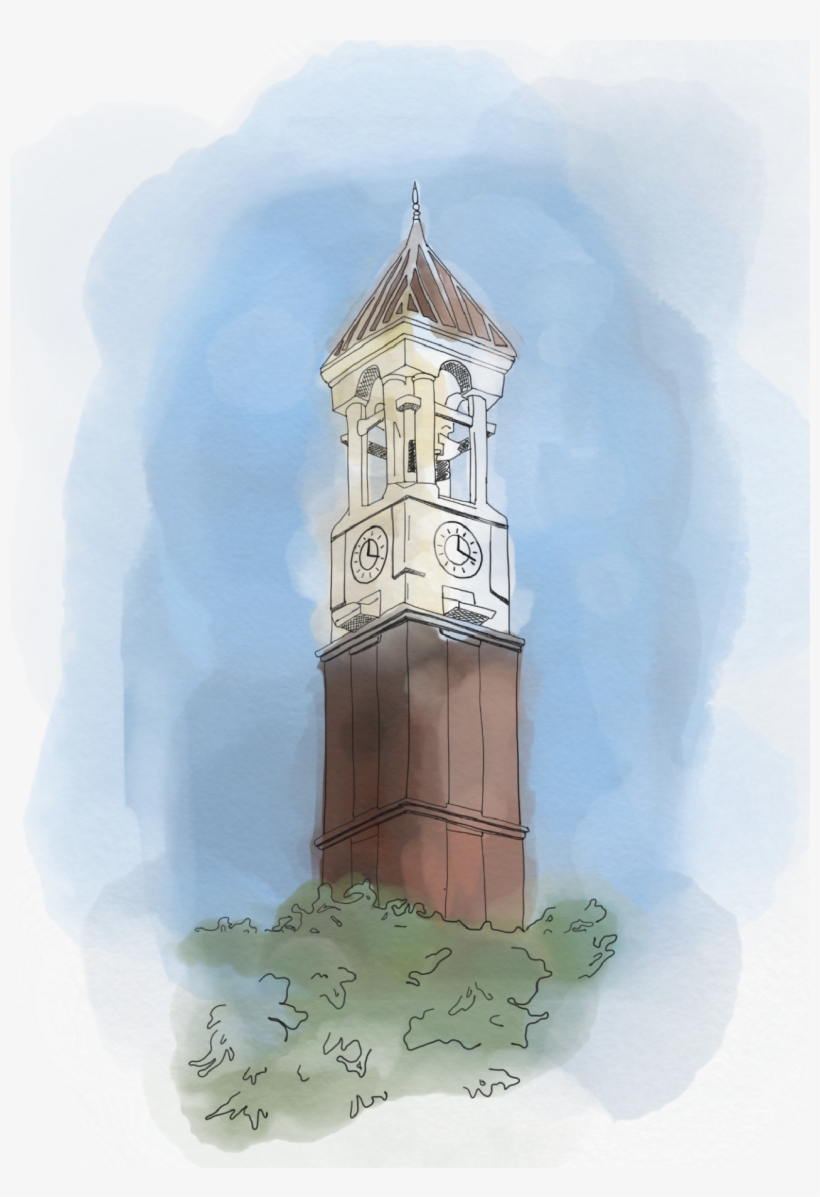 A Very Nice Watercolor Painting Of The Bell Tower, - Purdue Bell Tower Painted, transparent png #8698