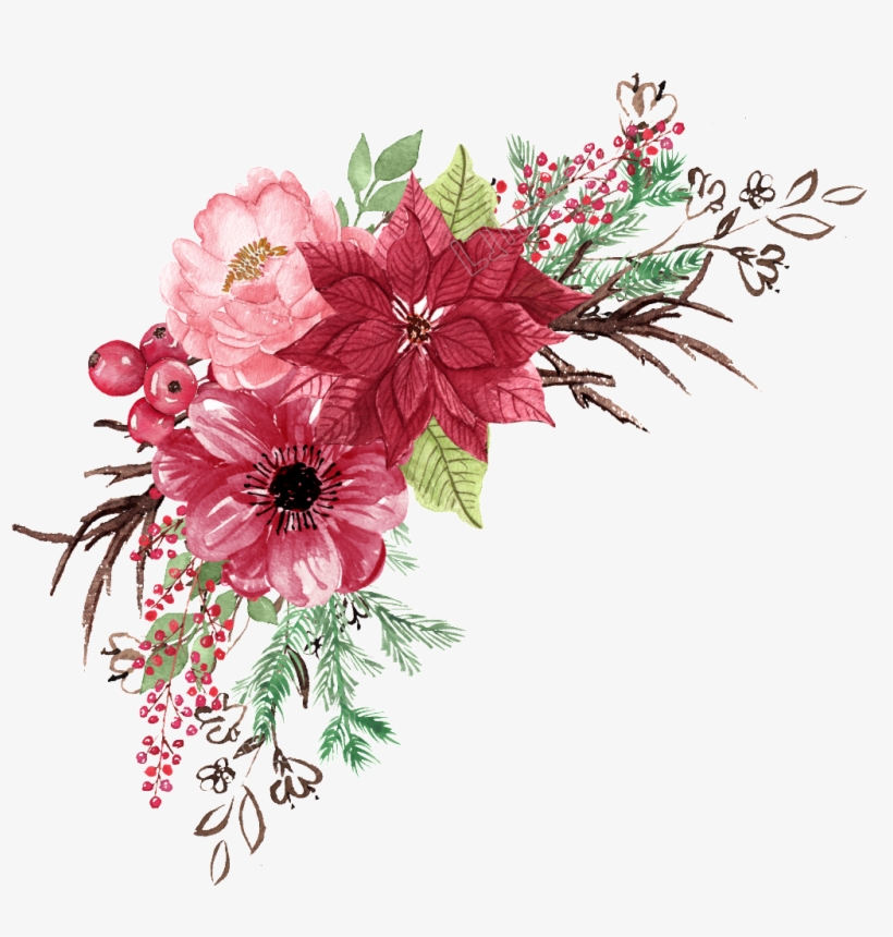 Banner Freeuse Library Flowers Free Matting Download - Red Watercolor Flowers Png, transparent png #8727