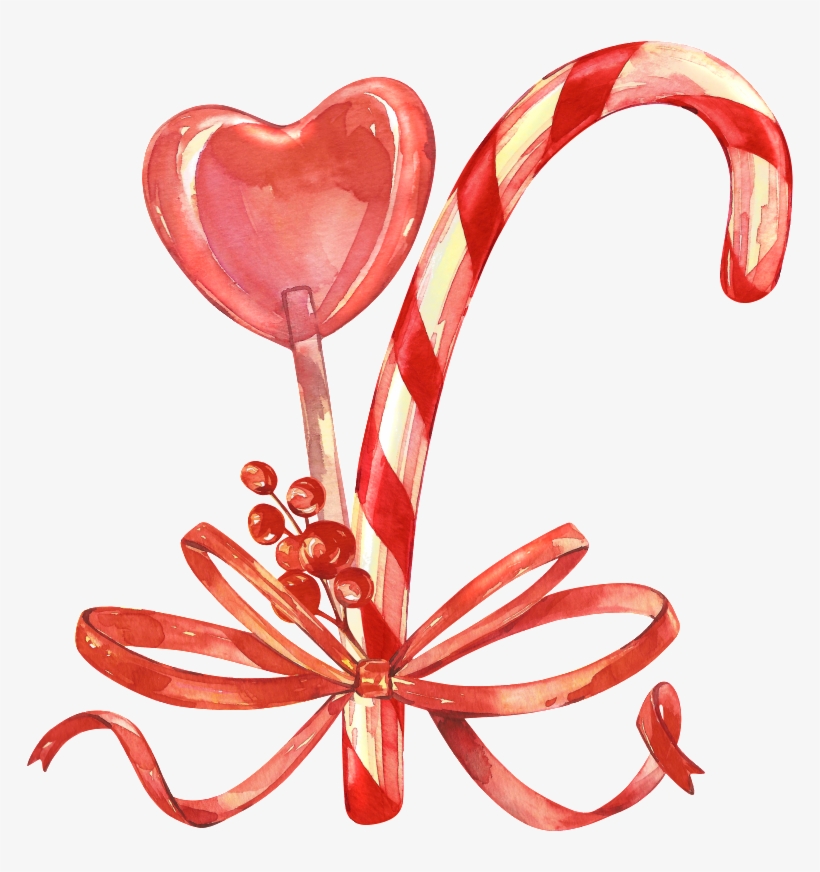 Hand Painted Girl Heart Series Love Cane Candy Png, transparent png #8890