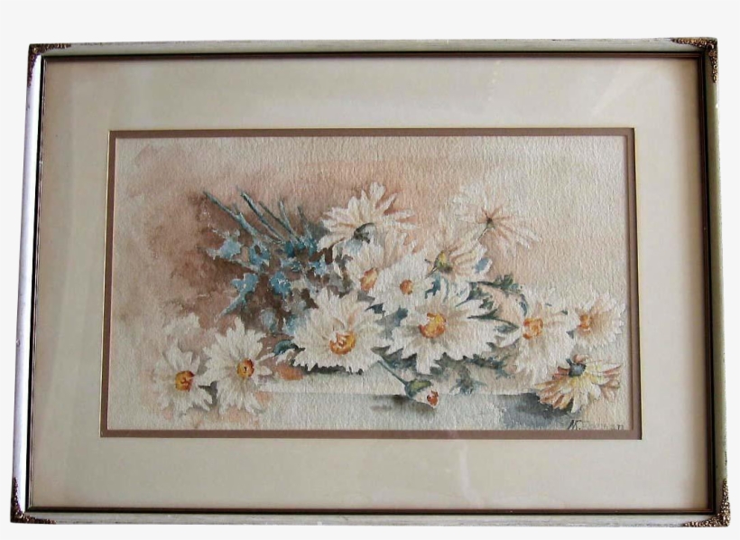 C1900 Edwardian Daisies Watercolor Painting Original - Picture Frame, transparent png #8892