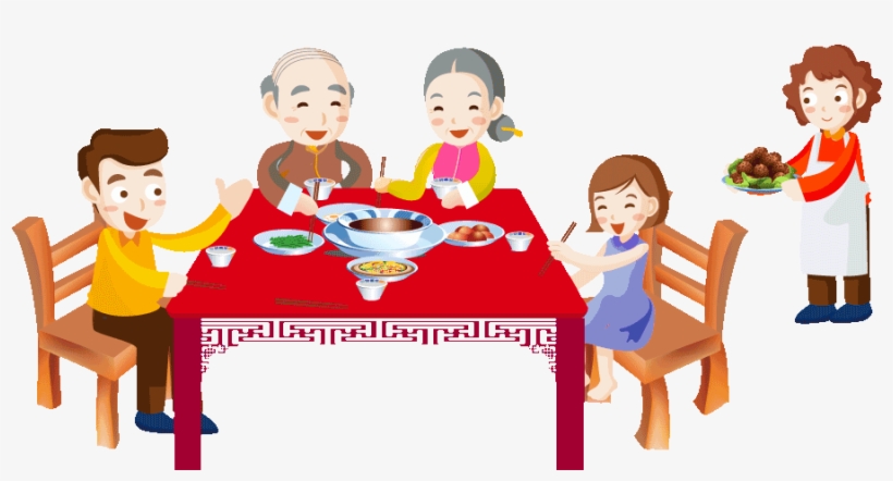 Chinese New Year Oudejaarsdag Van De Maankalender New - 一家 人 吃饭 卡通, transparent png #894