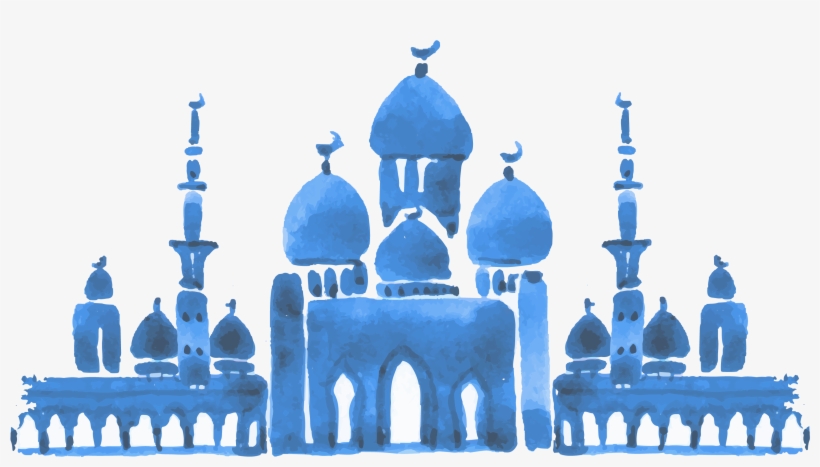 Graphic Free Islamic Architecture Painting Culture - Water Paint Mosque Islam Wallpaper Png, transparent png #9090