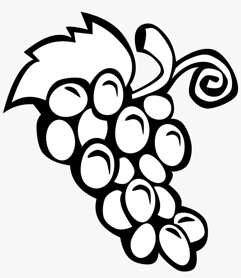 Grapevine Clipart Black And White - Fruits Clipart Black And White, transparent png #9133