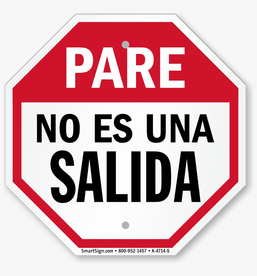 Zoom, Price, Buy - No Exit Sign In Spanish, transparent png #9154