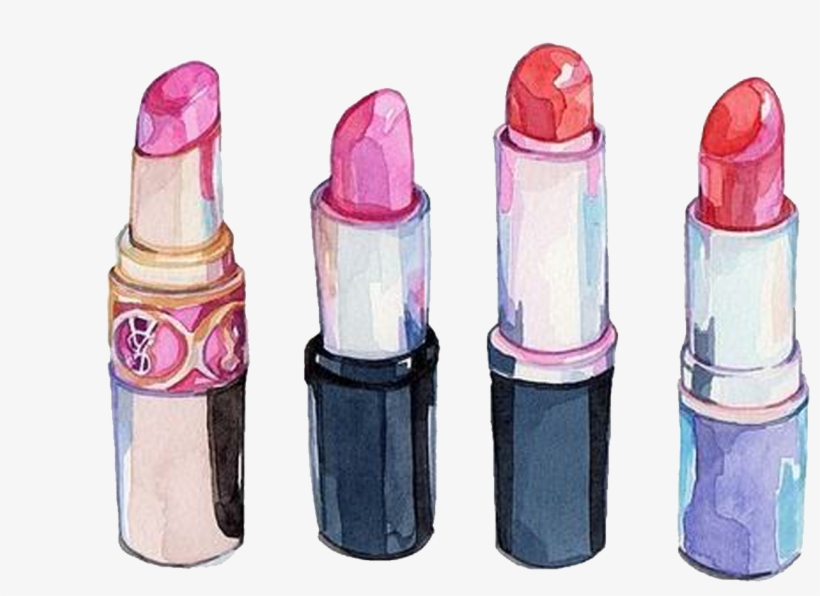 Chanel Lipstick Cosmetics Watercolor Painting Drawing - Lipstick Drawing Png, transparent png #9369
