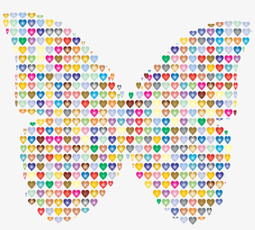 Butterfly Computer Icons Heart Watercolor Painting - Colorful Hearts, transparent png #9513